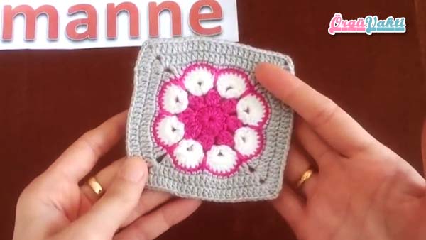 8 Çiçek Modeli Battaniye Motifi Yapımı Türkçe Videolu